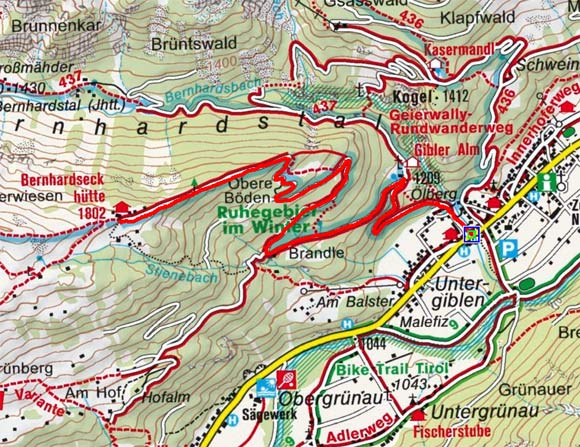 Elbigenalp - Gibler Alm - Bernhardseckhütte Elbigenalp - Gibler Alm - Bernhardseckhütte