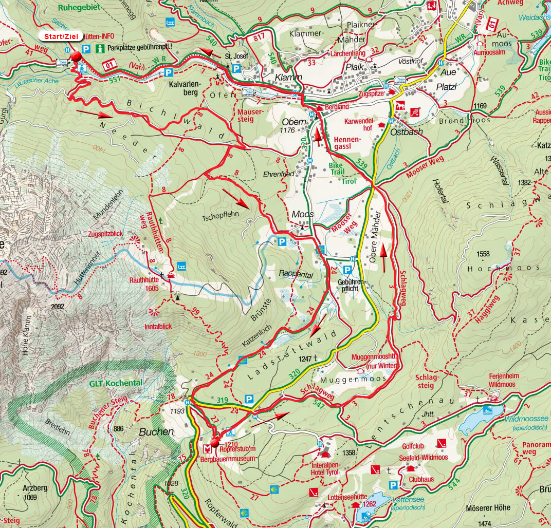 MTB-/E-Bike Rundtour: Ropferstubm-Muggenmoos-Runde aus dem Gaistal MTB-/E-Bike Rundtour: Ropferstubm-Muggenmoos-Runde aus dem Gaistal