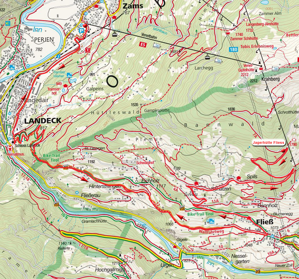 MTB-/E-Bike-Tour: Jagerhütte Fliess ab Talstation Venetbahn MTB-/E-Bike-Tour: Jagerhütte Fliess ab Talstation Venetbahn