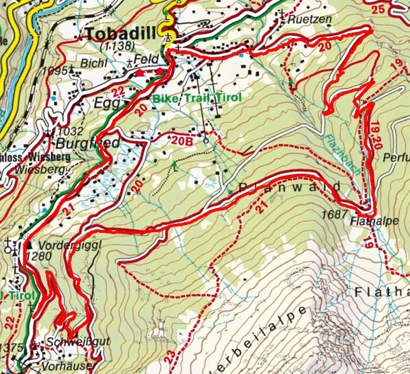 Flathalm - Runde von Tobadill Flathalm - Runde von Tobadill