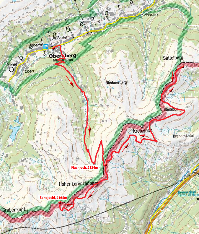 Brenner-Grenzkamm mit Auffahrt durch das Fradertal Brenner-Grenzkamm mit Auffahrt durch das Fradertal