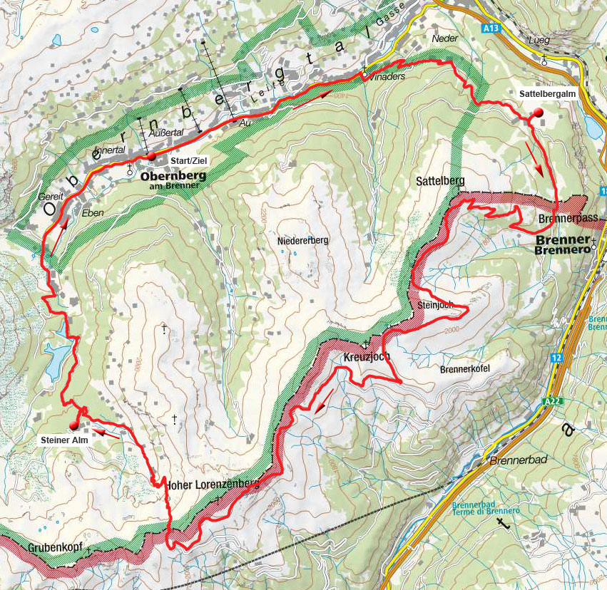 Brenner-Grenzkamm-Runde mit Abfahrt Sandesjöchl Brenner-Grenzkamm-Runde mit Abfahrt Sandesjöchl