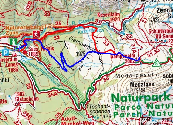 Gampenalm (Zans) - Naturrodelbahn Gampenalm (Zans) - Naturrodelbahn