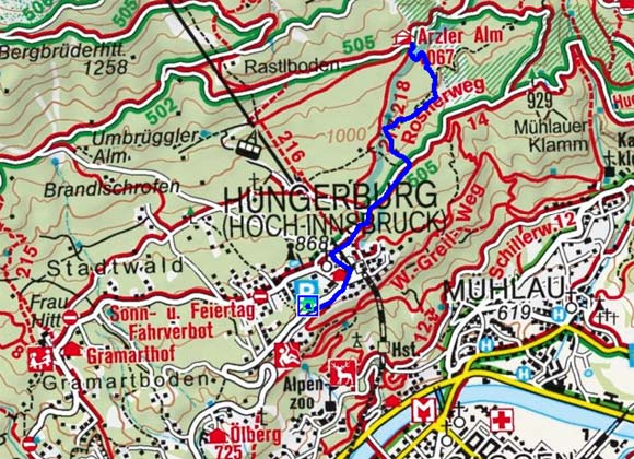 Winterwanderweg zur Arzler Alm Winterwanderweg zur Arzler Alm