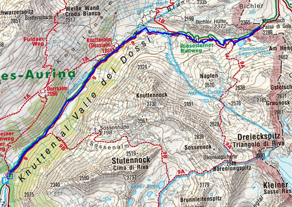Klammljoch (2294 m) über Knuttenalm vom Parkplatz Knuttenalm Klammljoch (2294 m) über Knuttenalm vom Parkplatz Knuttenalm