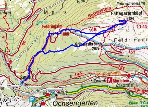 Faltegartenköpfl (2184 m) vom Sattele Faltegartenköpfl (2184 m) vom Sattele