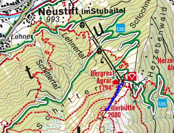 Elferhütte (2080 m) vom Elferlift Elferhütte (2080 m) vom Elferlift