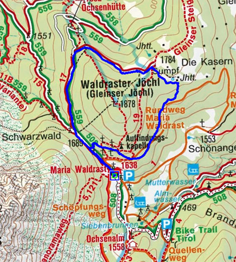 Schütternsteig bei Maria Waldrast Schütternsteig bei Maria Waldrast