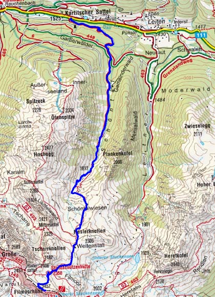Filmoorhöhe (2457 m) durch das Schöntal Filmoorhöhe (2457 m) durch das Schöntal
