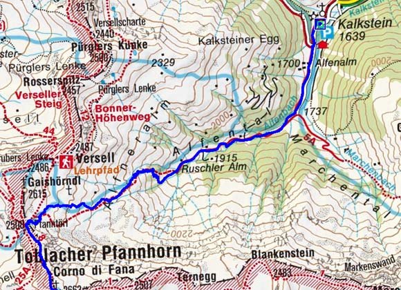 Toblacher Pfannhorn (2663 m) von Kalkstein Toblacher Pfannhorn (2663 m) von Kalkstein