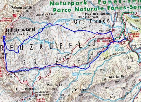 Heiligkreuzkofel (2907 m) von der Faneshütte Heiligkreuzkofel (2907 m) von der Faneshütte