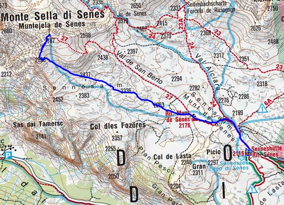 Monte Sella de Sennes (2787 m) von der Senneshütte Monte Sella de Sennes (2787 m) von der Senneshütte