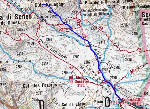 Col de Riciogogn (2652 m) von der Senneshütte Col de Riciogogn (2652 m) von der Senneshütte