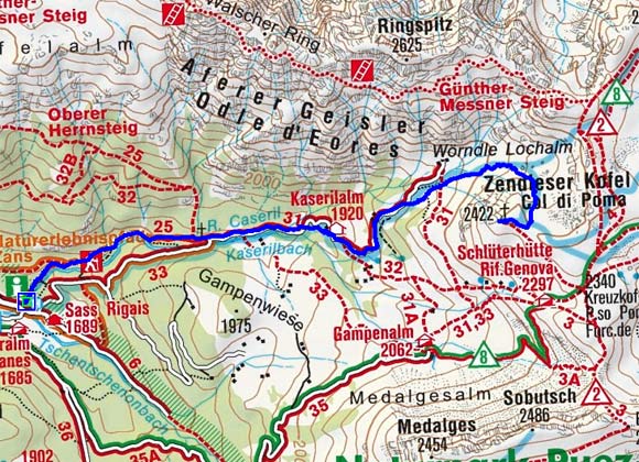 Zendleser Kofel (2422 m) von der Zanseralm Zendleser Kofel (2422 m) von der Zanseralm