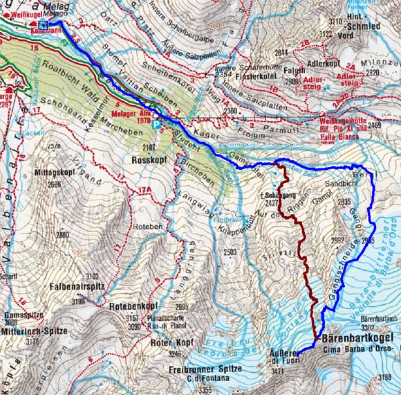 Äußerer Bärenbartkogel (3471 m) über den Bärenbartferner Äußerer Bärenbartkogel (3471 m) über den Bärenbartferner
