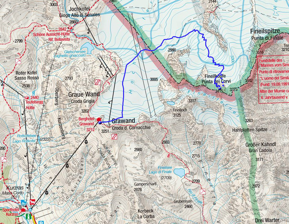 Östlicher Fineilkopf (3413m) von der Grawandbahn Östlicher Fineilkopf (3413m) von der Grawandbahn