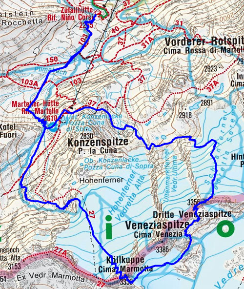 Cima Marmotta (Köllkuppe) – 3. Veneziaspitze Rundtour Cima Marmotta (Köllkuppe) – 3. Veneziaspitze Rundtour