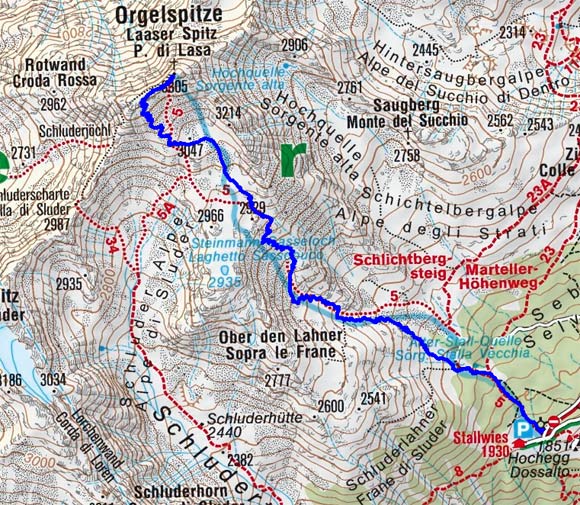 Laaser Spitze (3305 m) vom Berggasthof Stallwies Laaser Spitze (3305 m) vom Berggasthof Stallwies