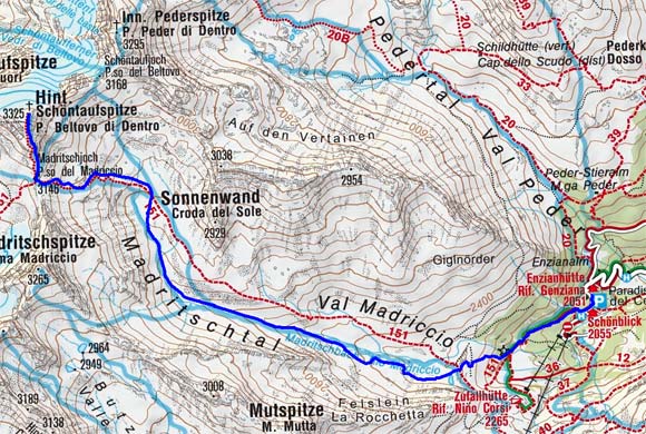 Hintere Schöntaufspitze (3324 m) aus dem Martelltal Hintere Schöntaufspitze (3324 m) aus dem Martelltal