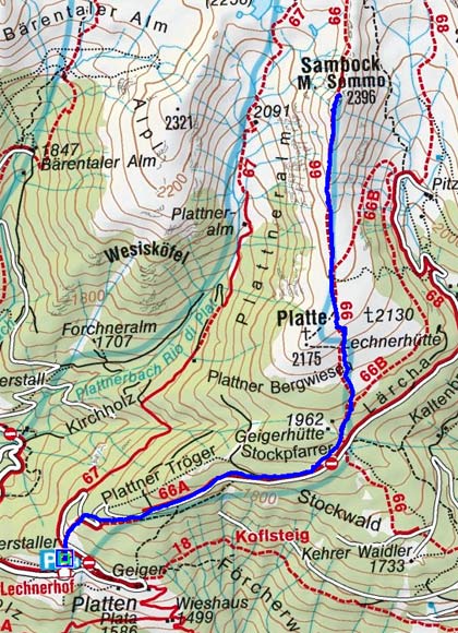 Sambock (2396 m) vom Weiler Platten Sambock (2396 m) vom Weiler Platten