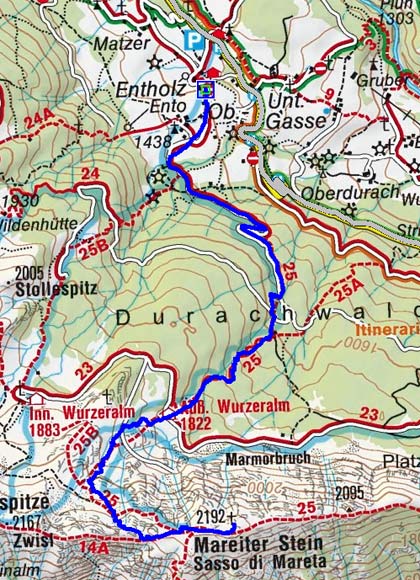 Mareiter Stein (2192 m) von Entholz Mareiter Stein (2192 m) von Entholz
