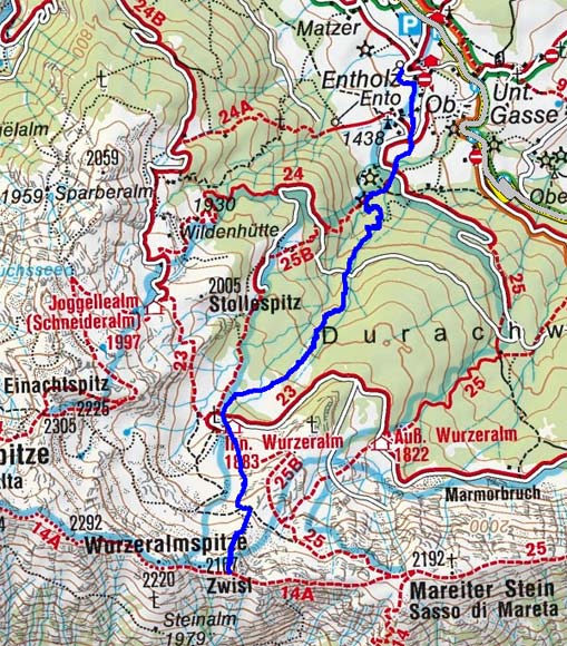 Wurzer Alpenspitze (2167 m) von Entholz Wurzer Alpenspitze (2167 m) von Entholz