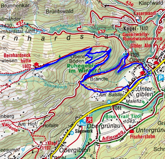 Bernhardseckhütte (1812 m) von Elbigenalp Bernhardseckhütte (1812 m) von Elbigenalp