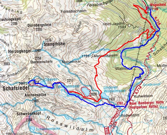 Schafsiedel (2447 m) über die Bamberger Hütte Schafsiedel (2447 m) über die Bamberger Hütte