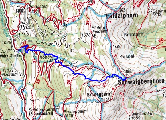 Schwaigberghorn (1990 m) von Auffach Schwaigberghorn (1990 m) von Auffach