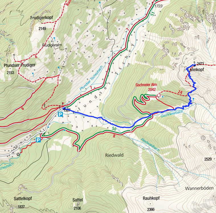 Lahnkopf (2471m) aus der Tscheylücke Lahnkopf (2471m) aus der Tscheylücke