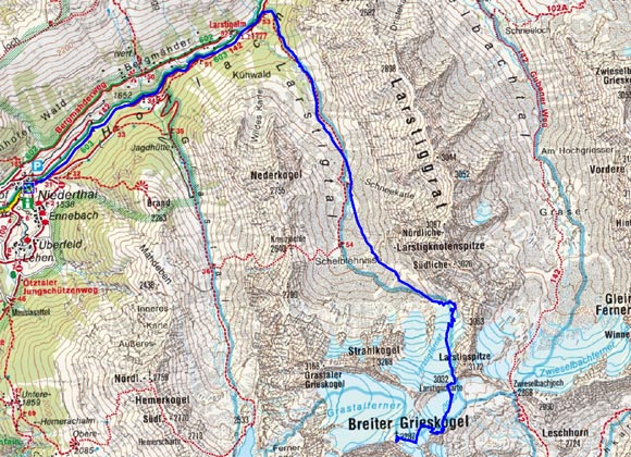 Breiter Grieskogel (3287 m) durch das Larstigtal Breiter Grieskogel (3287 m) durch das Larstigtal