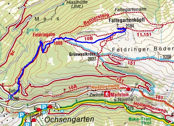 Faltegartenköpfl (2184 m) vom Sattele Faltegartenköpfl (2184 m) vom Sattele