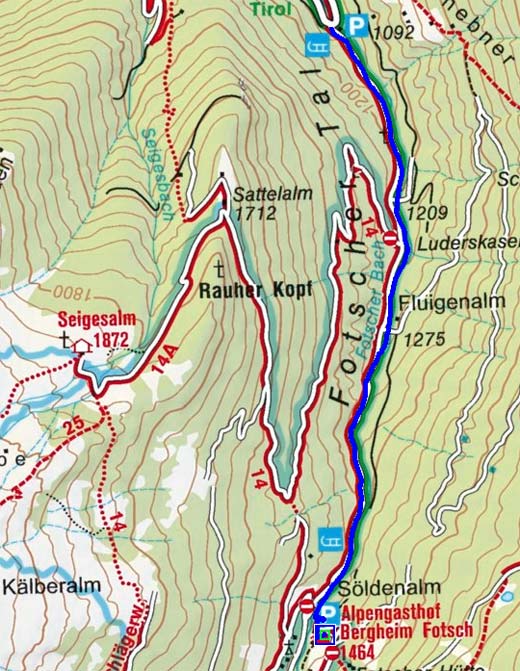 Skitour (Hüttenzustieg) zum Alpengasthof Bergheim Fotsch Skitour (Hüttenzustieg) zum Alpengasthof Bergheim Fotsch