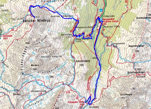 Fotscher Windegg (2577 m) von der Potsdamer Hütte Fotscher Windegg (2577 m) von der Potsdamer Hütte