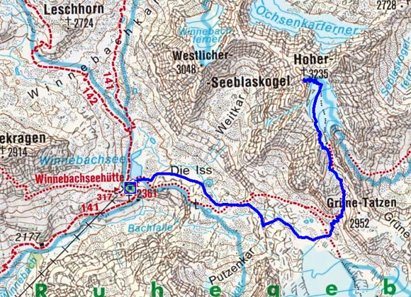 Hoher Seeblaskogel (3235 m) von der Winnebachseehütte Hoher Seeblaskogel (3235 m) von der Winnebachseehütte