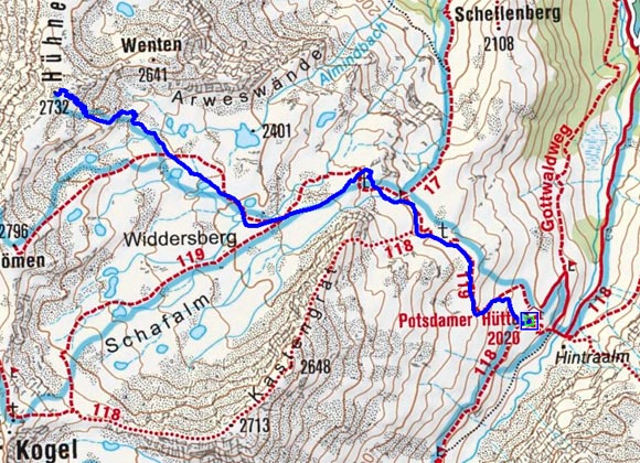 Hühnereggen (2732 m) von der Potsdamer Hütte Hühnereggen (2732 m) von der Potsdamer Hütte