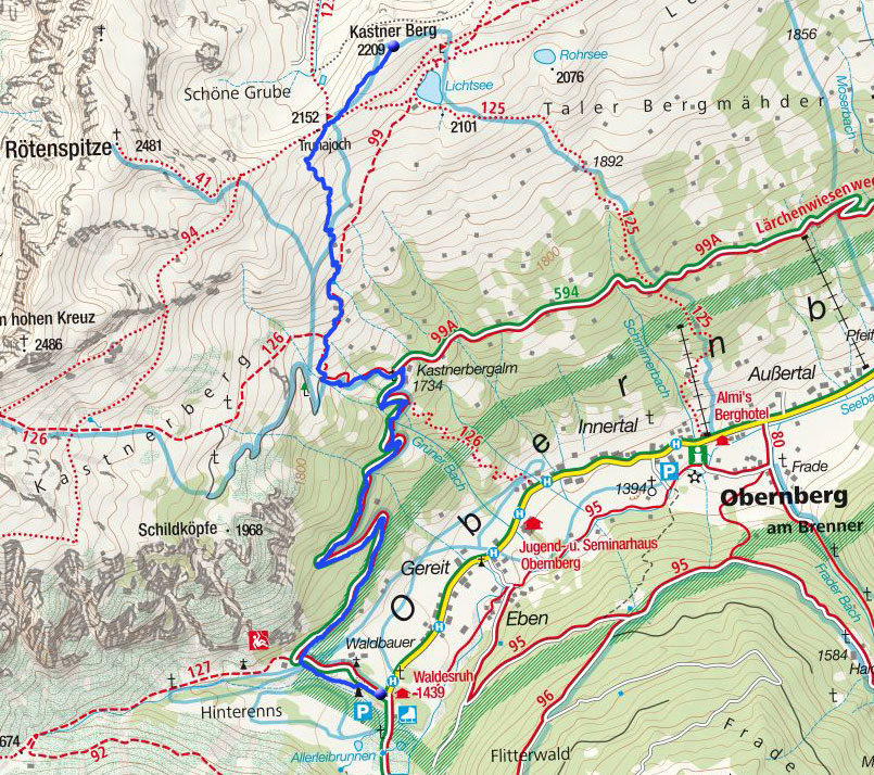Kastnerberg (2209m) vom Parkplatz Obernberger See Kastnerberg (2209m) vom Parkplatz Obernberger See