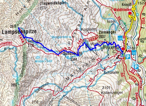 Lampsenspitze - Skitour von Praxmar Lampsenspitze - Skitour von Praxmar