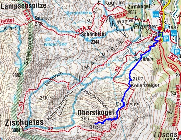 Oberstkogel (2728 m) von Praxmar Oberstkogel (2728 m) von Praxmar