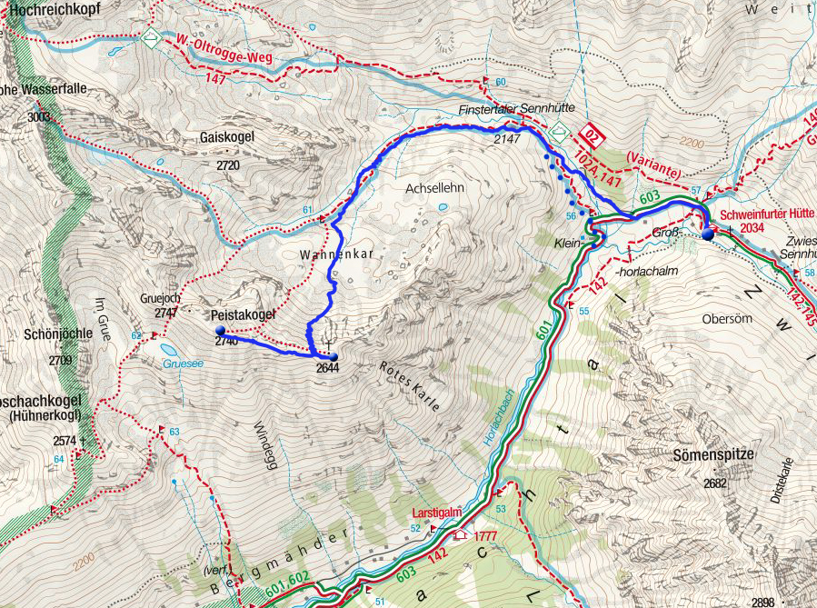 Kleiner Peistakogel (2644) & Großer Peistakogel (2740) von der Schweinfurter Hütte Kleiner Peistakogel (2644) & Großer Peistakogel (2740) von der Schweinfurter Hütte