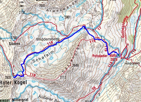 Roter Kogel (2832 m) von der Potsdamer Hütte Roter Kogel (2832 m) von der Potsdamer Hütte