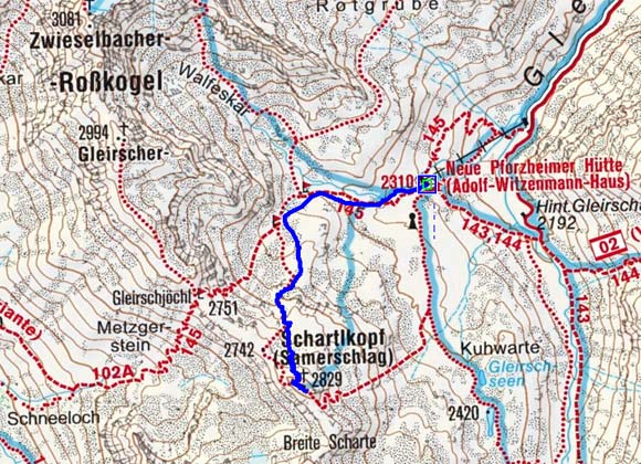 Samerschlag (2829 m) von der Pforzheimer Hütte Samerschlag (2829 m) von der Pforzheimer Hütte