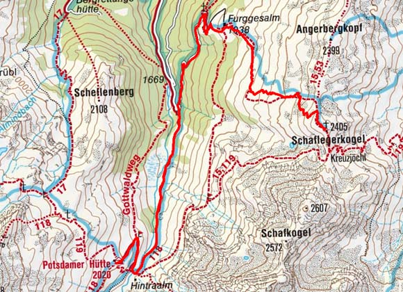 Schaflegerkogel (2405 m) von der Potsdamer Hütte Schaflegerkogel (2405 m) von der Potsdamer Hütte