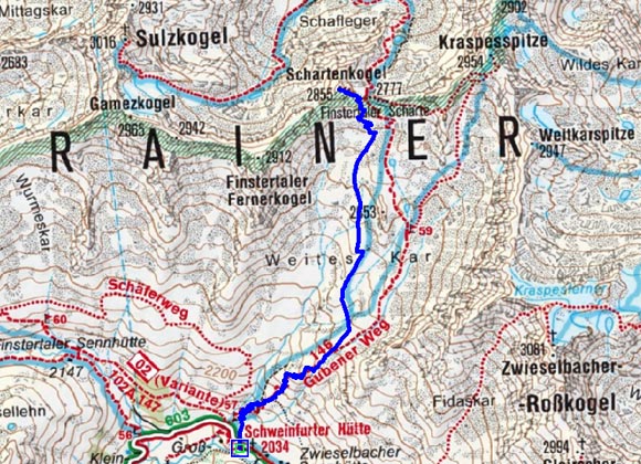 Schartenkogel (2855 m) von der Schweinfurter Hütte Schartenkogel (2855 m) von der Schweinfurter Hütte
