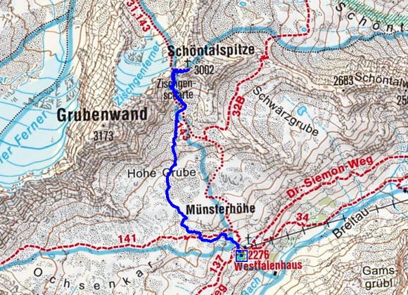 Schöntalspitze (3002m) vom Westfalenhaus Schöntalspitze (3002m) vom Westfalenhaus