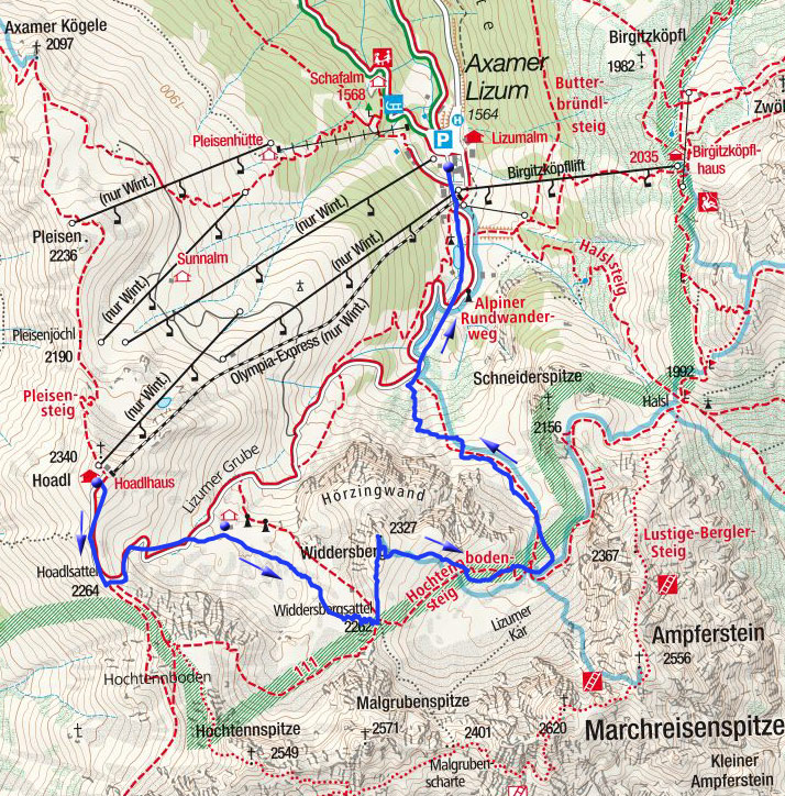 Widdersberg (2327m) mit Hilfe der Gondelbahn in der Axamer Lizum Widdersberg (2327m) mit Hilfe der Gondelbahn in der Axamer Lizum