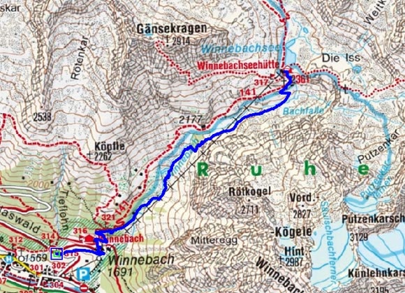 Winnebachseehütte (2362 m) von Gries Winnebachseehütte (2362 m) von Gries