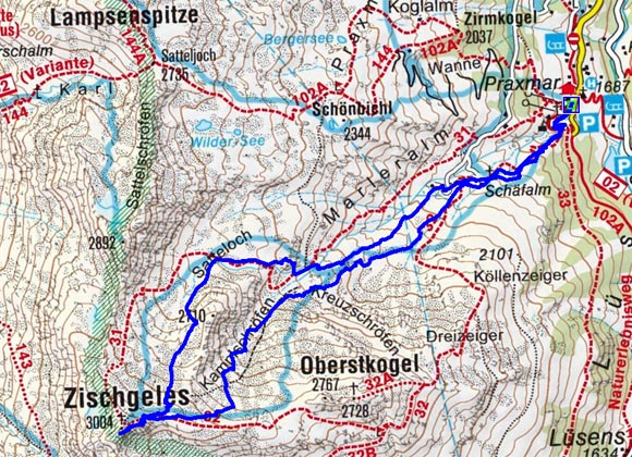 Zischgeles - Skitour von Praxmar Zischgeles - Skitour von Praxmar