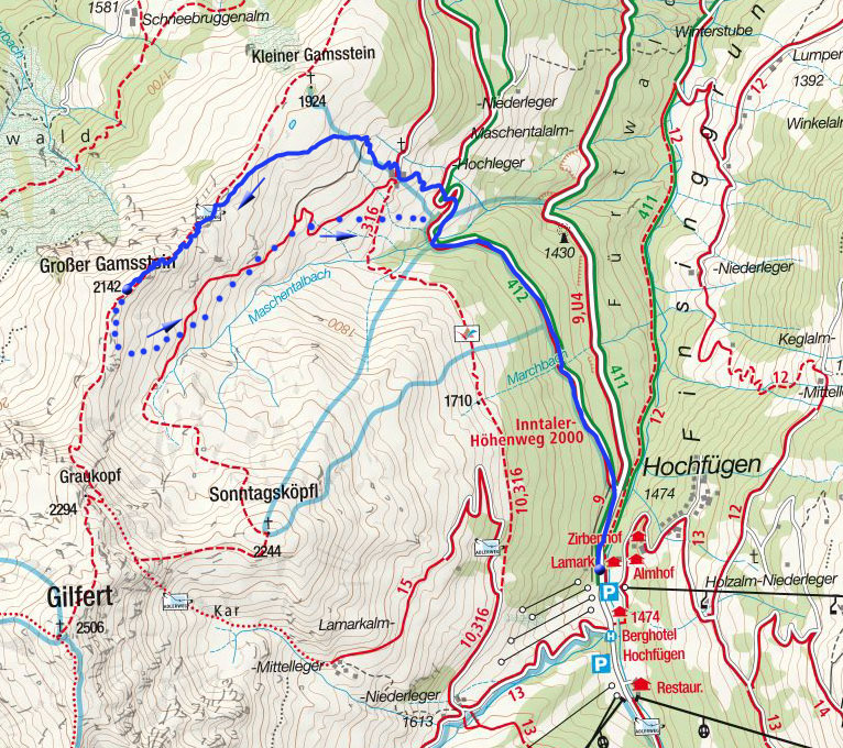 Großer Gamsstein (2142m) von Hochfügen Großer Gamsstein (2142m) von Hochfügen