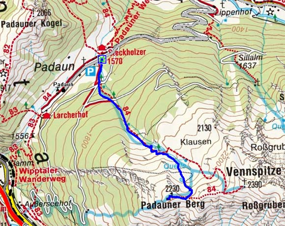 Padauner Berg (2230 m) von Padaun Padauner Berg (2230 m) von Padaun